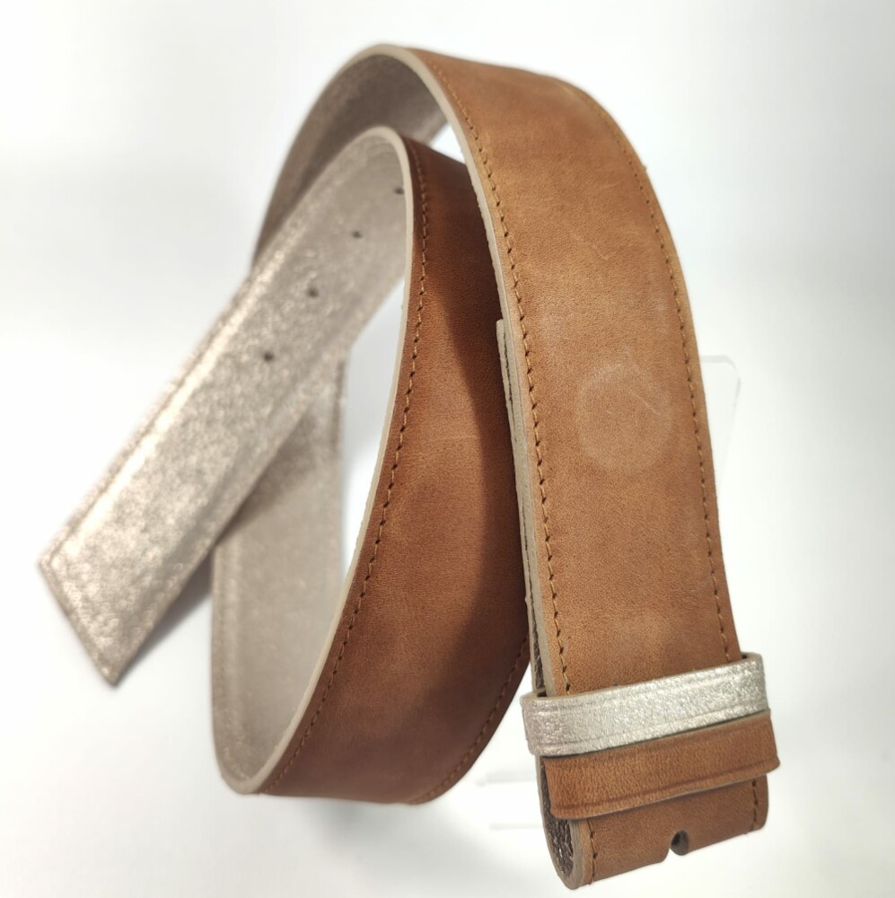 Ceinture reversible femme Fauve / Doré